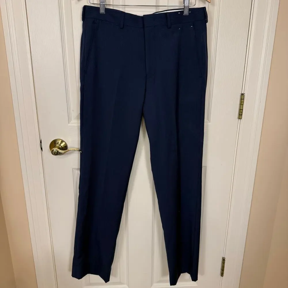 Saks Fifth Avenue Navy Wool Suit Subtle Stripe Tailored Fit 2-Piece 38R 31W NWT
